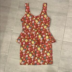Adorable Floral Sleeveless Peplum Dress